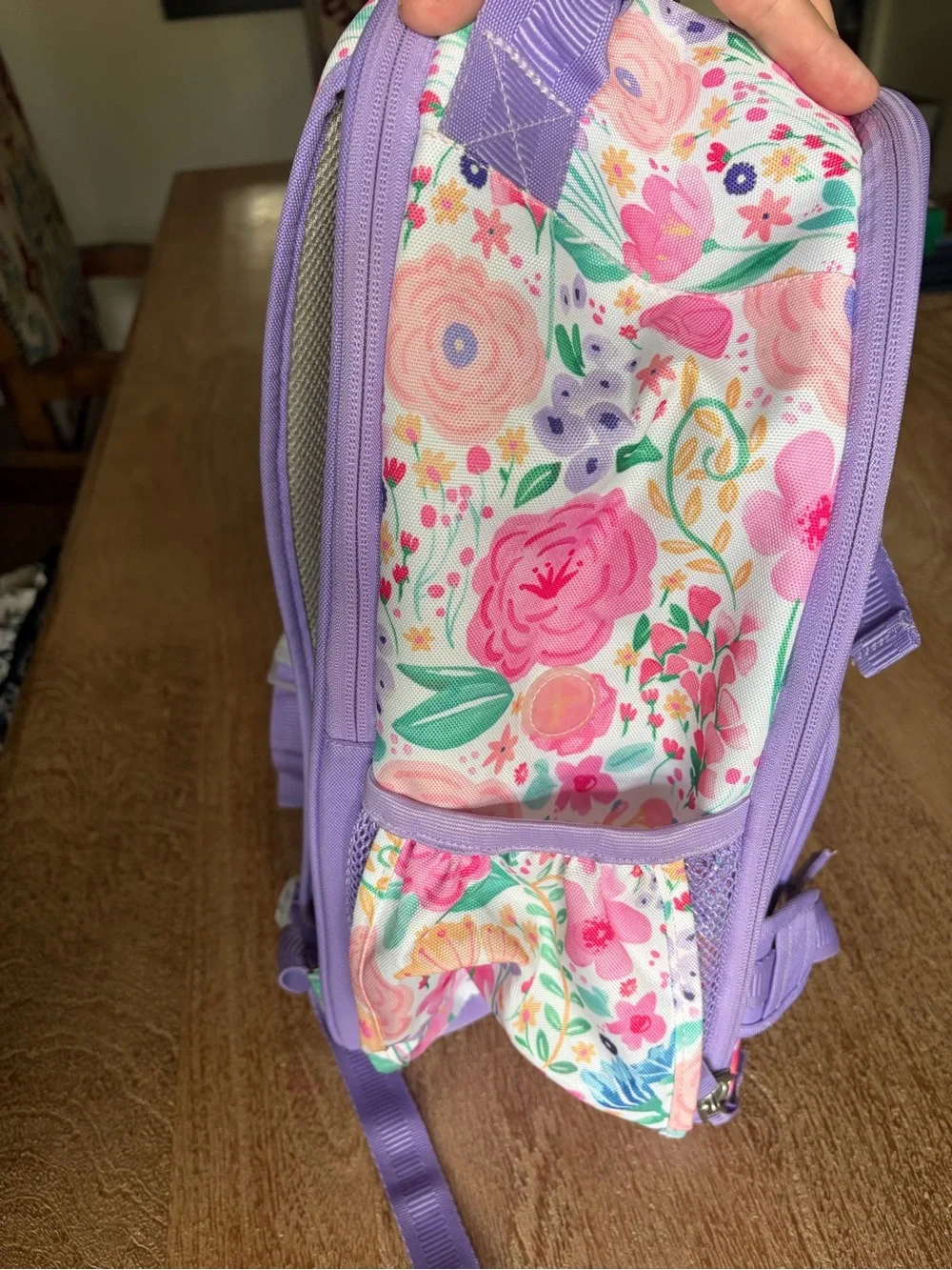 NWOT Pottery Barn Kids Lavender Floral Blooms Mackenzie Backpack Size Large